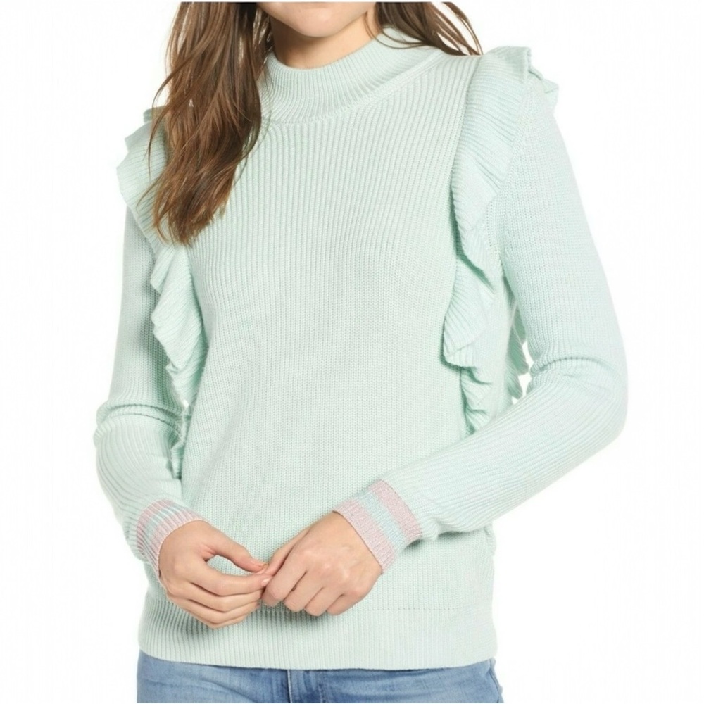 NWT Splendid Amico Knit Ribbed Ruffle Sweater Medium